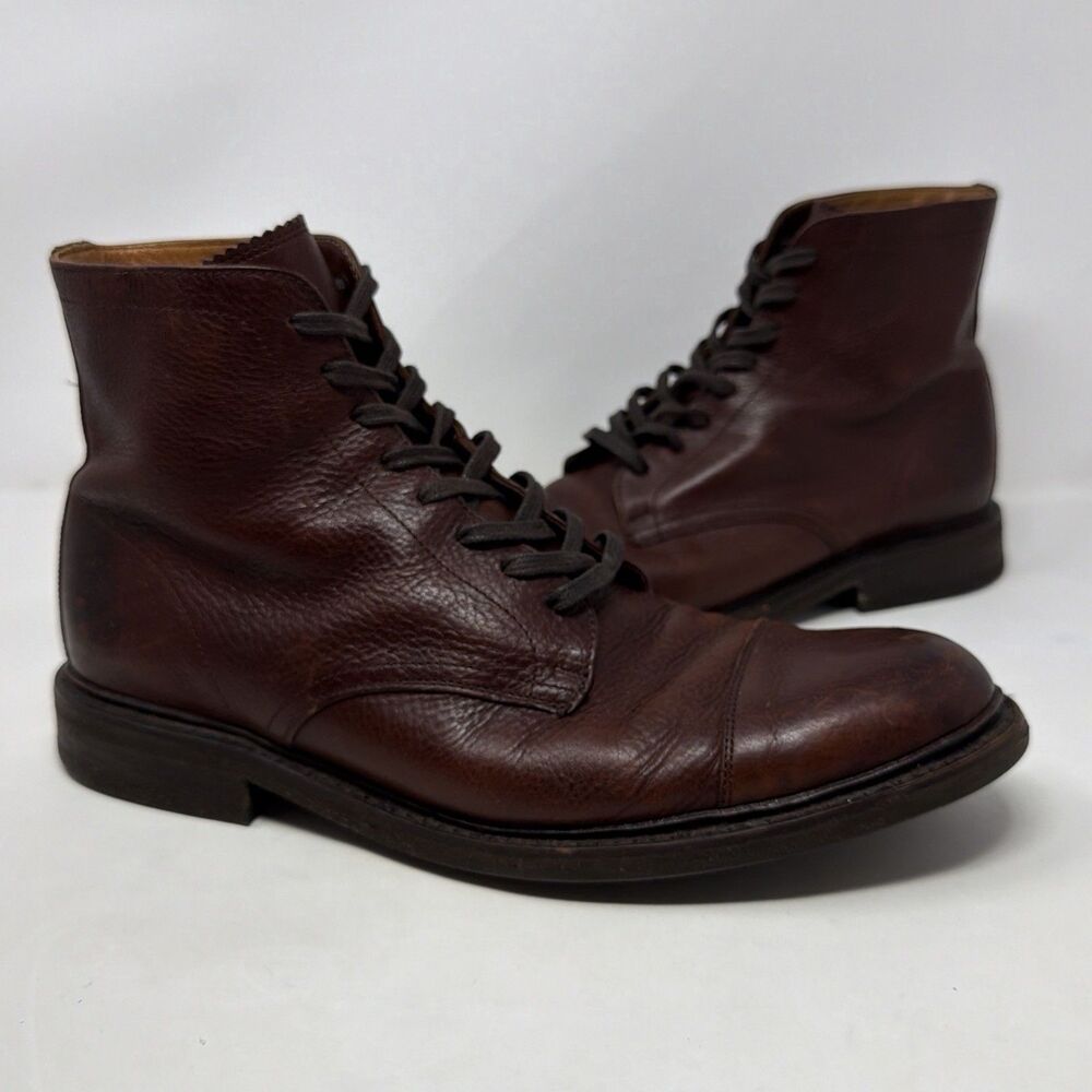 FRYE Mens 11.5 D Brown Leather Cap Toe Lace Up Ankle Boots Made in Mexico